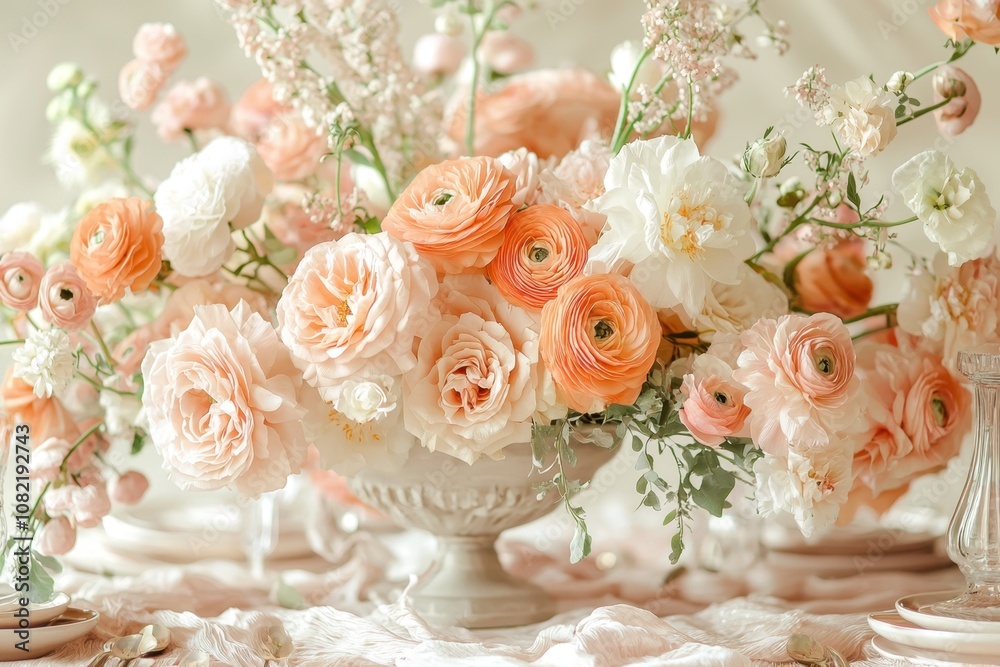 Floral arrangement showcase event setting decorative centerpiece elegant venue close-up view celebration theme Floral arrangement showcase event setting decorative centerpiece elegant venue close-up view celebration theme