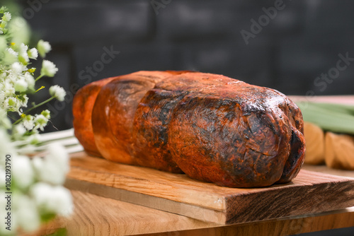 Nduja di Spilinga in Calabria region in south Italy is a particular very spicy spreadable salami photo