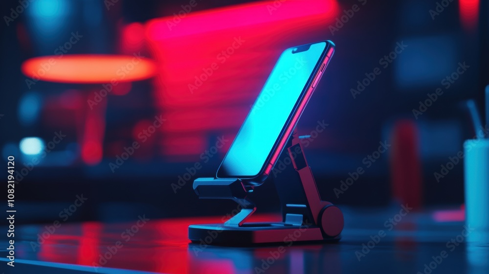 Obraz premium Phone Stand Neon Lights.