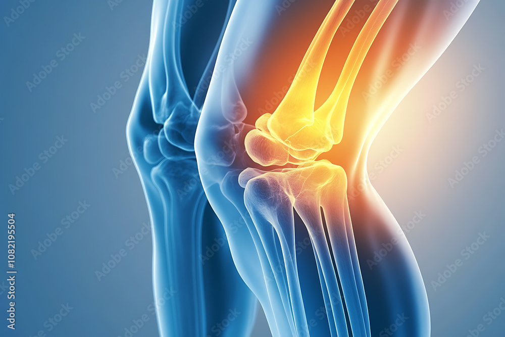 X-ray image of the human knee. X-ray image of the human knee.