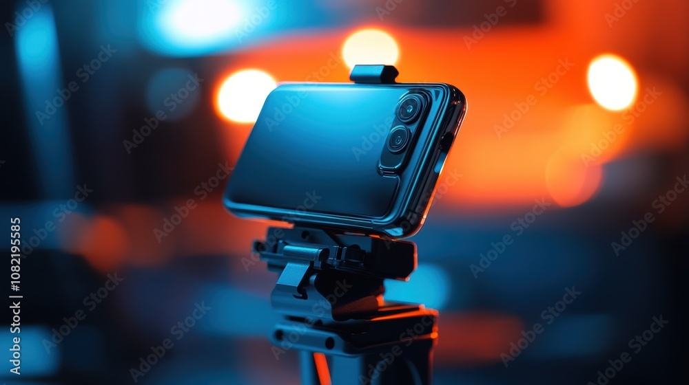 Smartphone On Tripod. Smartphone On Tripod.
