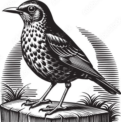 Clay Colored Thrush vector