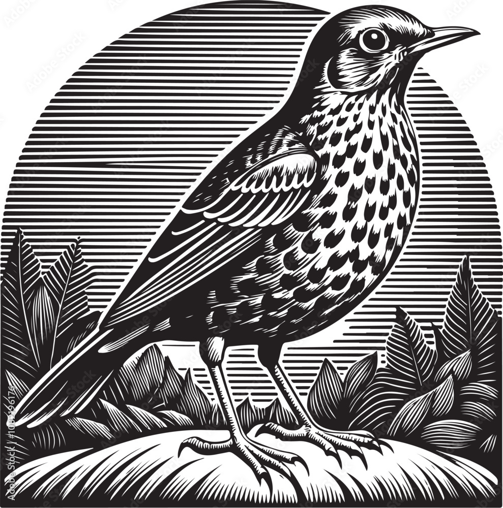 custom made wallpaper toronto digitalClay Colored Thrush vector