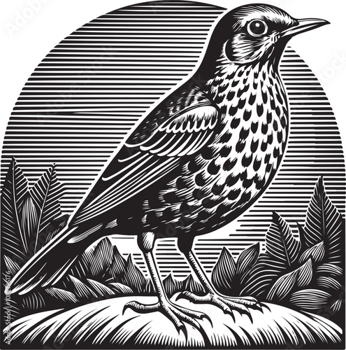 Wallpaper Mural Clay Colored Thrush vector Torontodigital.ca