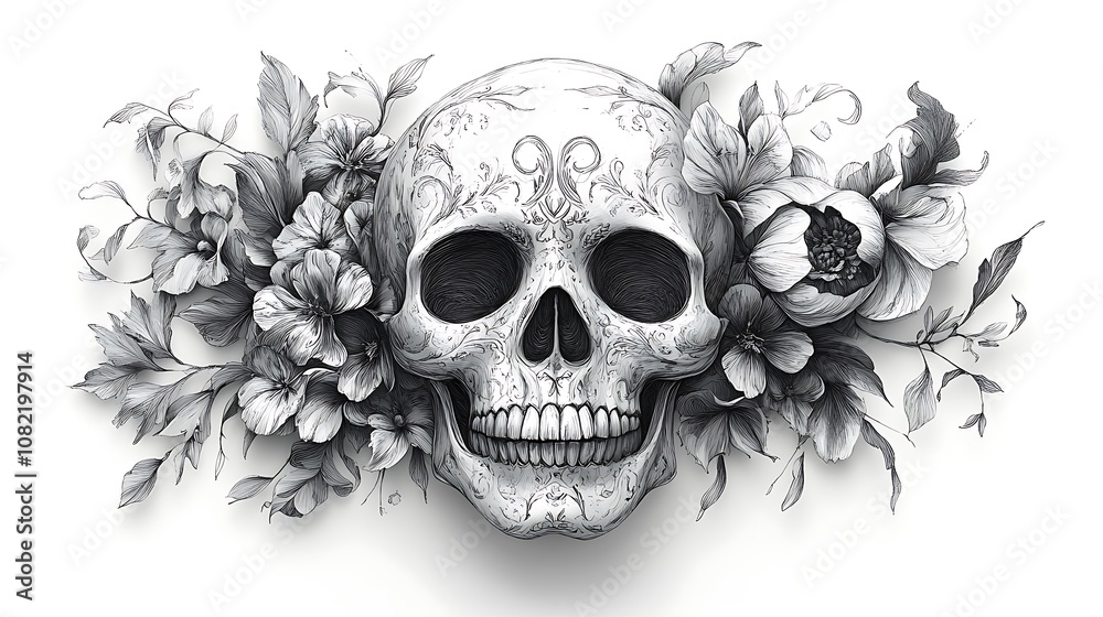 Skull with Flowers Around It
Skull with Flowers Around It