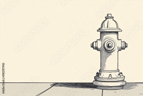 Fire department day simple web banner, poster, background with copy space. Simple badge image on minimal Fire Hydrant . For International Firefighters Day