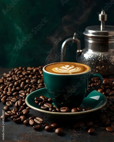 coffee beans and cup photo