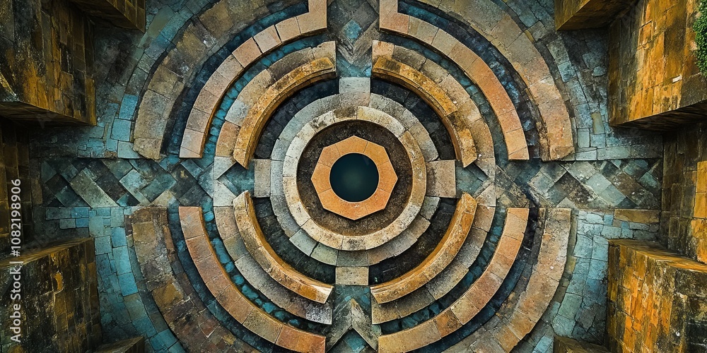 aerial view of a labyrinth of geometric patterns, Generative AI aerial view of a labyrinth of geometric patterns, Generative AI