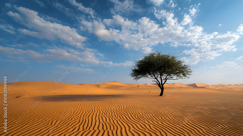 Solitary Tree in Desert Landscape Photo Solitary Tree in Desert Landscape Photo