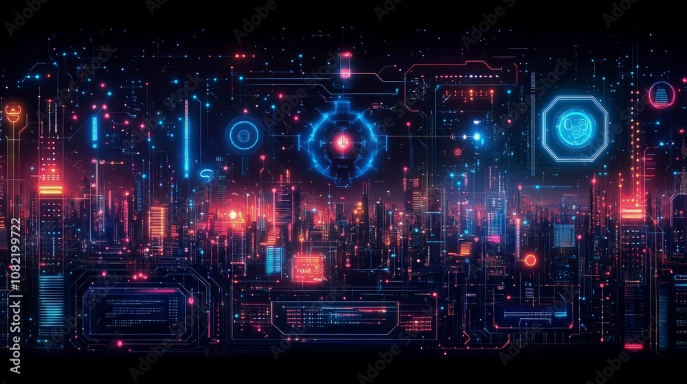 Obraz premium A futuristic visual on AI in education, in hues of midnight blue, silver, and soft violet. Show digital connections with circuit patterns, neural network symbols