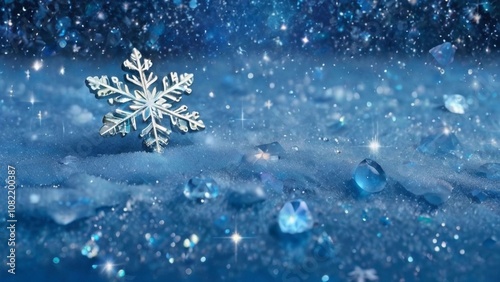 ジャケットデザイン向き雪の結晶とキラキラクリスタル模様壁紙水色背景