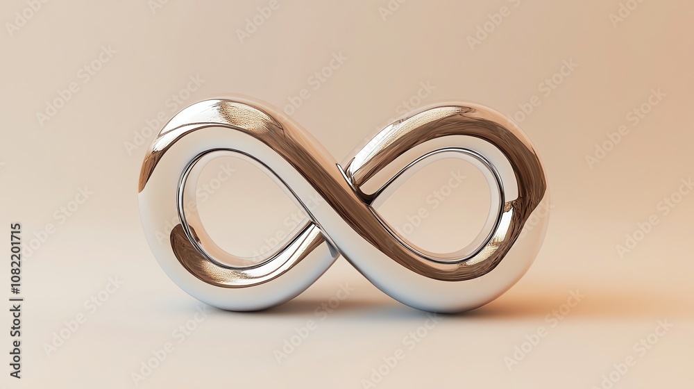 A shiny silver infinity symbol. A shiny silver infinity symbol.