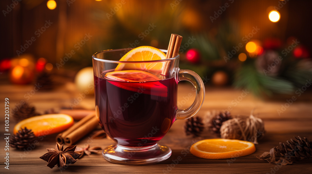Mulled wine on white background