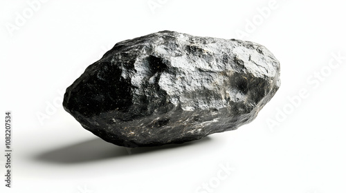 3D Render of a Dark Gray Boulder Isolated on White Background