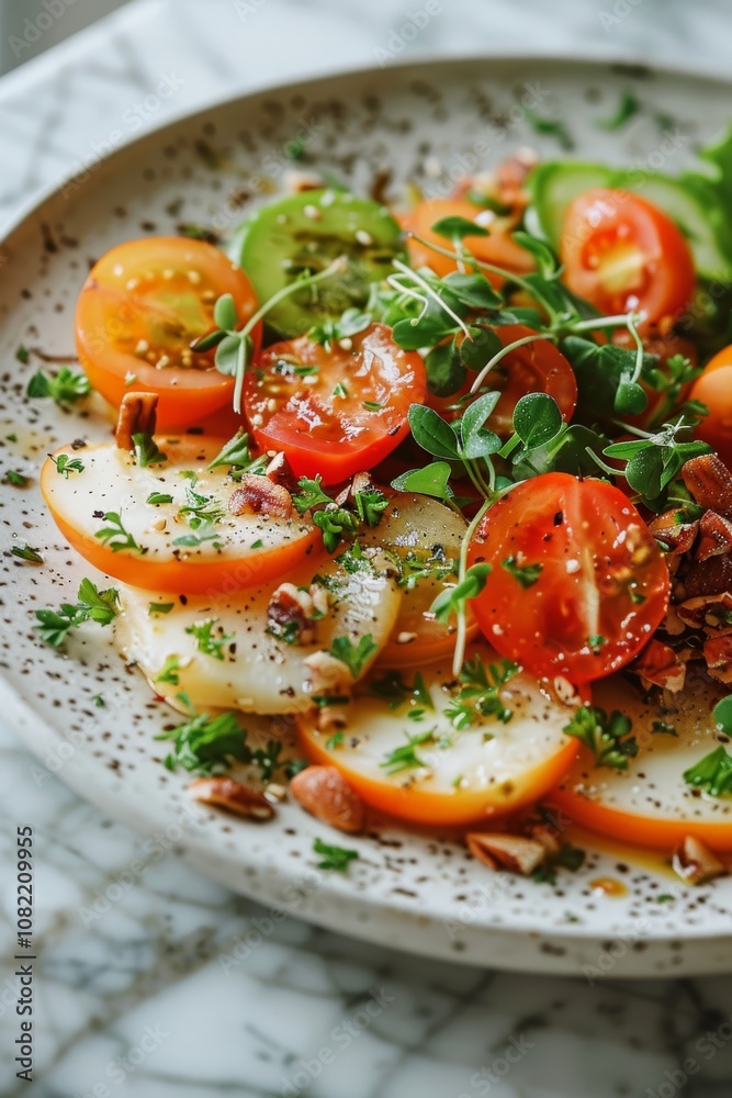 Healthy choice: balanced plate of food, emphasizing the role of proper nutrition Healthy choice: balanced plate of food, emphasizing the role of proper nutrition