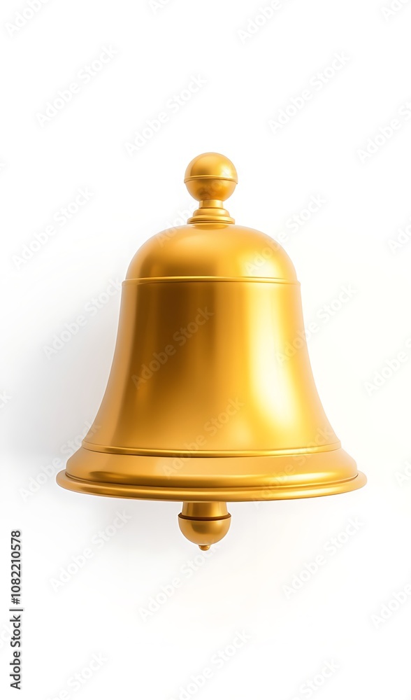 Golden Bell Isolated on White Background. AI Generated