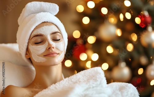 relax spa and christmas professional stock photo