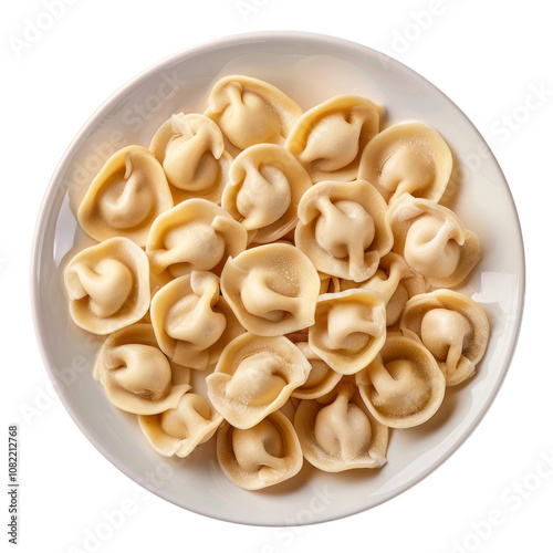 Dumplings on white  plate.