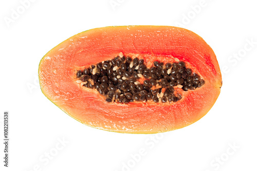 Papaya fruit (Carica papaya) on isolated white background, (pepaya di latar belakang warna putih)  photo