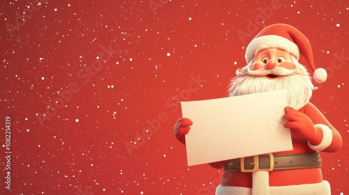Santa Claus Holding Blank Banner for Holiday Ads photo