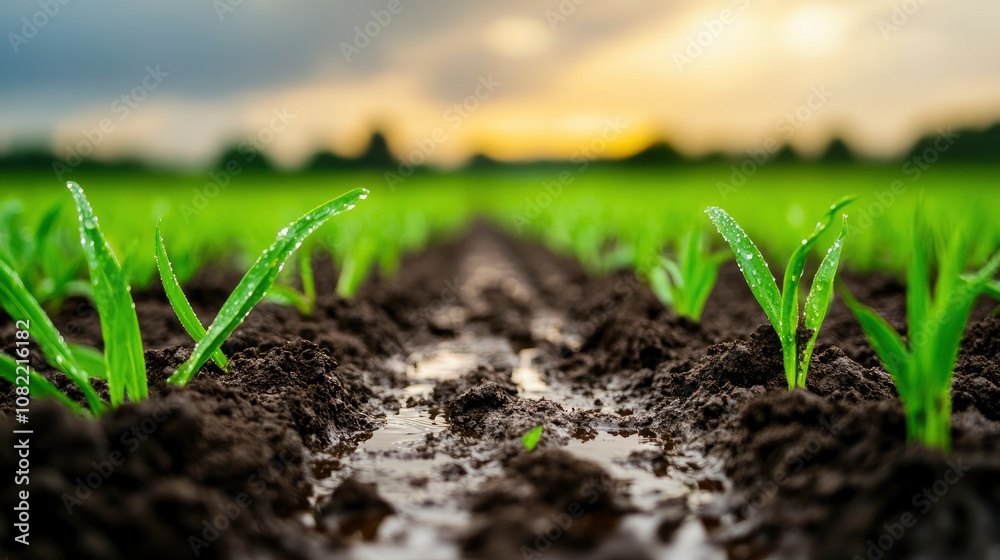 Green Sprout Growing in Rich Soil Green Sprout Growing in Rich Soil