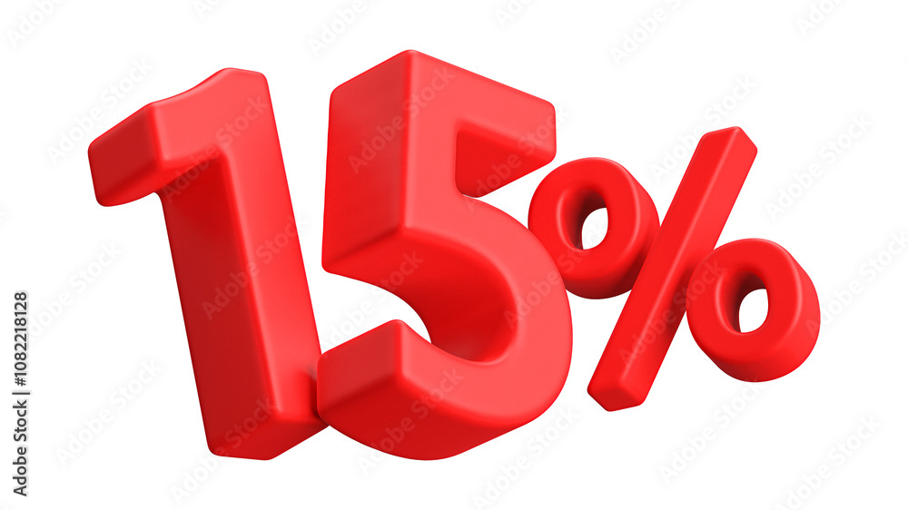 15 Percent Off Discount Red Number 3D Render 15 Percent Off Discount Red Number 3D Render