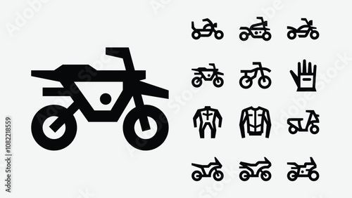 Motorbike Equipment Line Icons