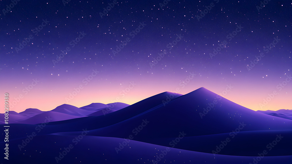Digital Art of Purple Mountains under a Starry Night Sky Digital Art of Purple Mountains under a Starry Night Sky