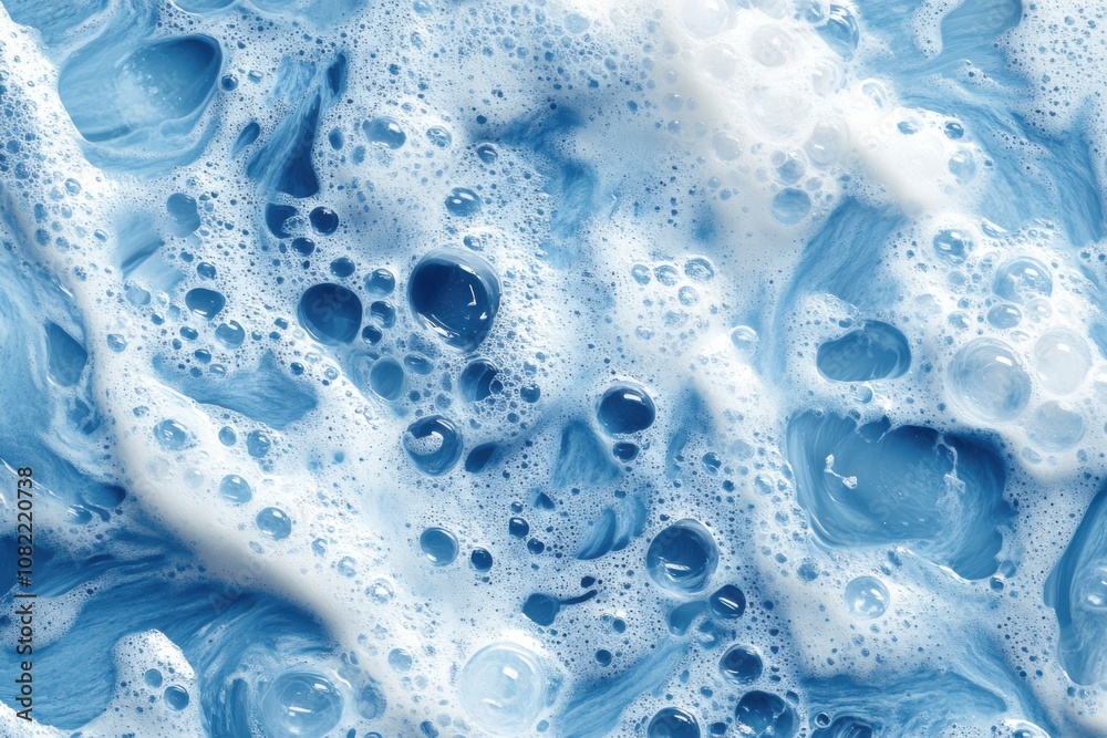 Abstract Blue and Blue Bubbles, a textured pattern of baking powder foam Abstract Blue and Blue Bubbles, a textured pattern of baking powder foam