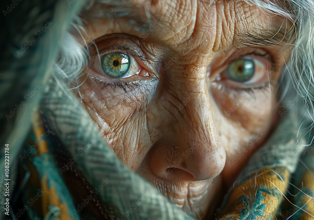 Detail of elderly woman's light eyes Detail of elderly woman's light eyes