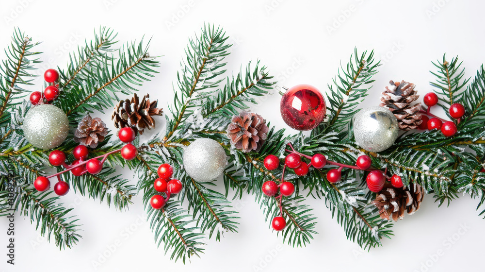 christmas tree branches isolated on white