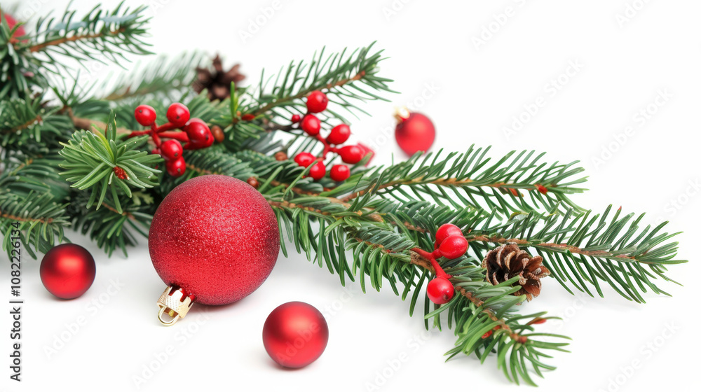 Fototapeta premium christmas tree branches isolated on white