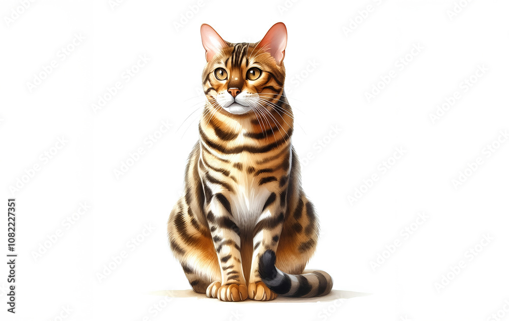 Bengal cat watercolor white background Bengal cat watercolor white background