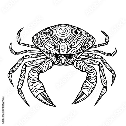 Ornamental Crab Artwork: A Black and White Design photo