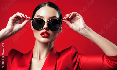 Woman in Red Sunglasses