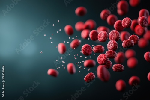 Illuminated blood cells in circulation laboratory setting medical imaging under microscope highlighting diagnosis
