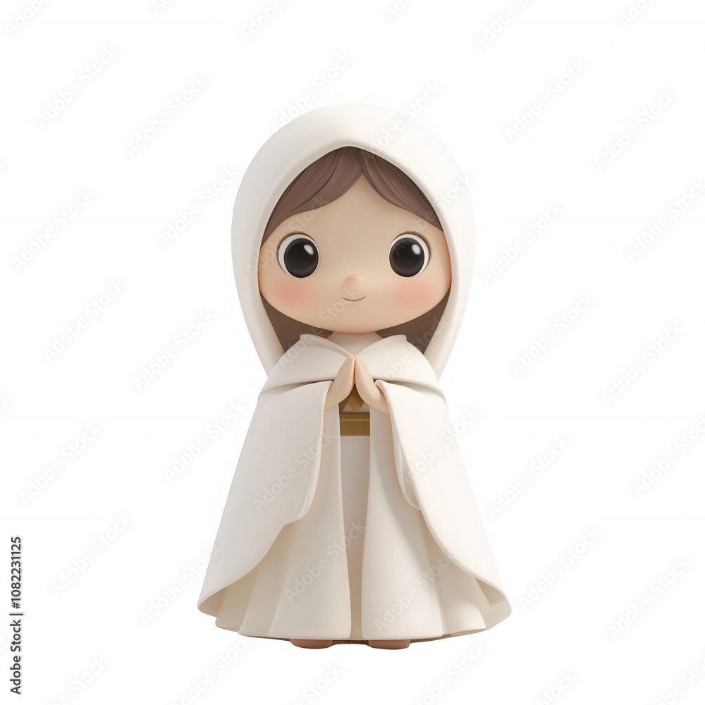 A cute character in a white cloak, symbolizing innocence and purity., isolated on a transparent background. A cute character in a white cloak, symbolizing innocence and purity., isolated on a transparent background.