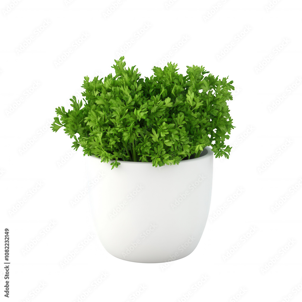A fresh green plant potted in a modern white container, perfect for home decor., isolated on a transparent background. A fresh green plant potted in a modern white container, perfect for home decor., isolated on a transparent background.