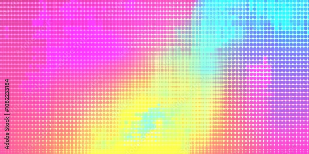 Vibrant Abstract Gradient with Dotted Texture in Colorful Shades of Pink, Blue, Yellow, and Green for Backgrounds and Modern Design Applications Vibrant Abstract Gradient with Dotted Texture in Colorful Shades of Pink, Blue, Yellow, and Green for Backgrounds and Modern Design Applications