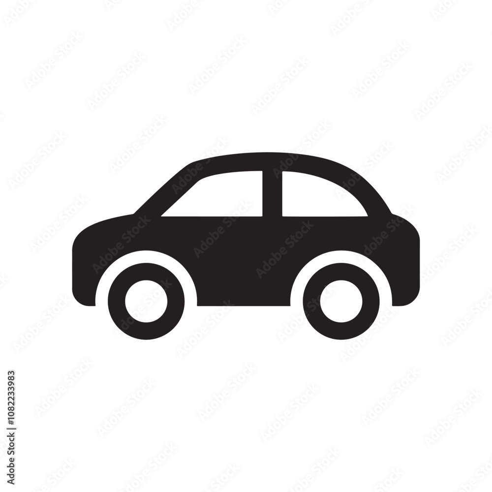 Black and white Car icon silhouette vector Black and white Car icon silhouette vector