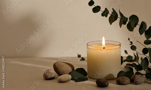 Aromatherapy Candle with Eucalyptus and Stones