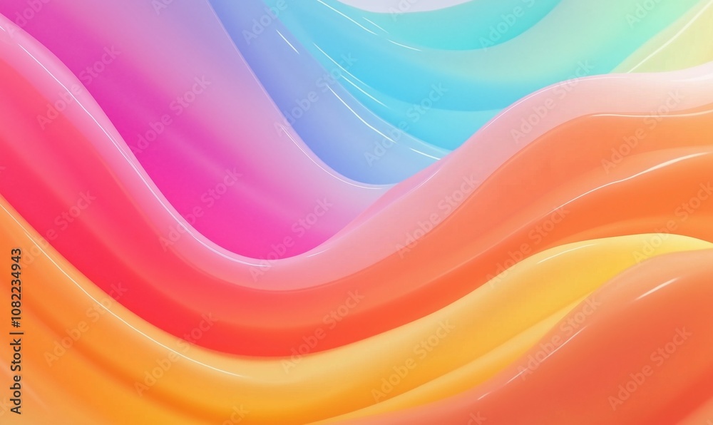 Colorful abstract waves, vibrant hues of pink, blue, orange, and yellow, smooth flowing design, modern digital art Colorful abstract waves, vibrant hues of pink, blue, orange, and yellow, smooth flowing design, modern digital art