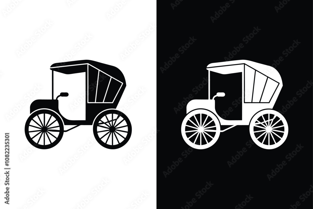 Rickshaw icon vector illustration on White Background Vector Art Illustration on white background.