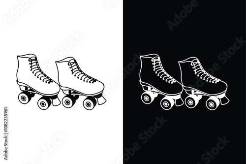 Rollerblades icon on White Background Vector Art Illustration on white background.