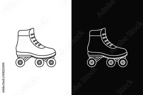 Rollerblades icon on White Background Vector Art Illustration on white background.