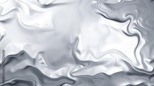 Shiny silver metallic surface with swirling patterns and reflection, texture