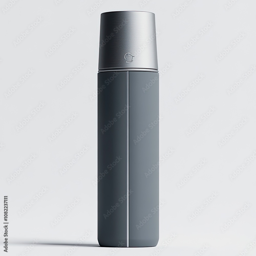 Hyperrealistic studio photograph of a minimalist cylindrical deodorant spray bottle with a smooth, tapered shape. generative ai Hyperrealistic studio photograph of a minimalist cylindrical deodorant spray bottle with a smooth, tapered shape. generative ai