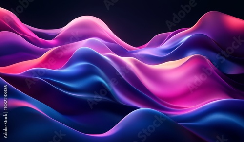 Abstract background with colorful, glowing waves in shades of dark blue and purple