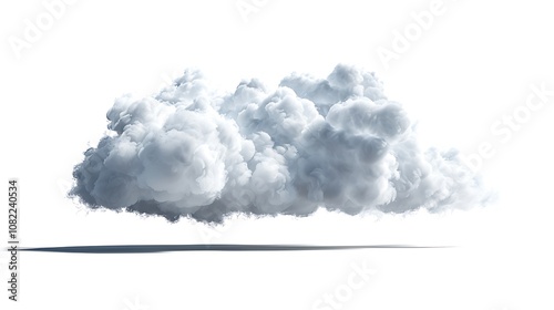 A fluffy cloud gently billowing against a solid white backdrop.