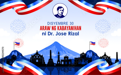 Happy Rizal Day Vector Illustration. Translation: December 30, Heroes Day of Dr. Jose Rizal. Suitable for greeting cards, posters, banners and social media feeds.